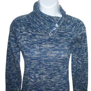---  Long Sleeve Blue Acrylic Split Turtleneck Sweater Size Small